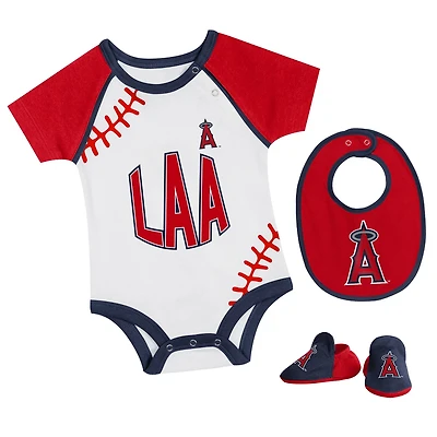 Newborn  Los Angeles Angels Tied Up Bodysuit Bib Bootie Set