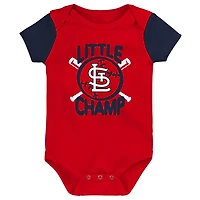 Newborn  Navy St Louis Cardinals Little Champ Three-Pack Bodysuit Bib Booties Set
