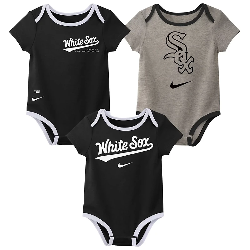 Newborn Nike Chicago Sox Three-Pack Bodysuit Set