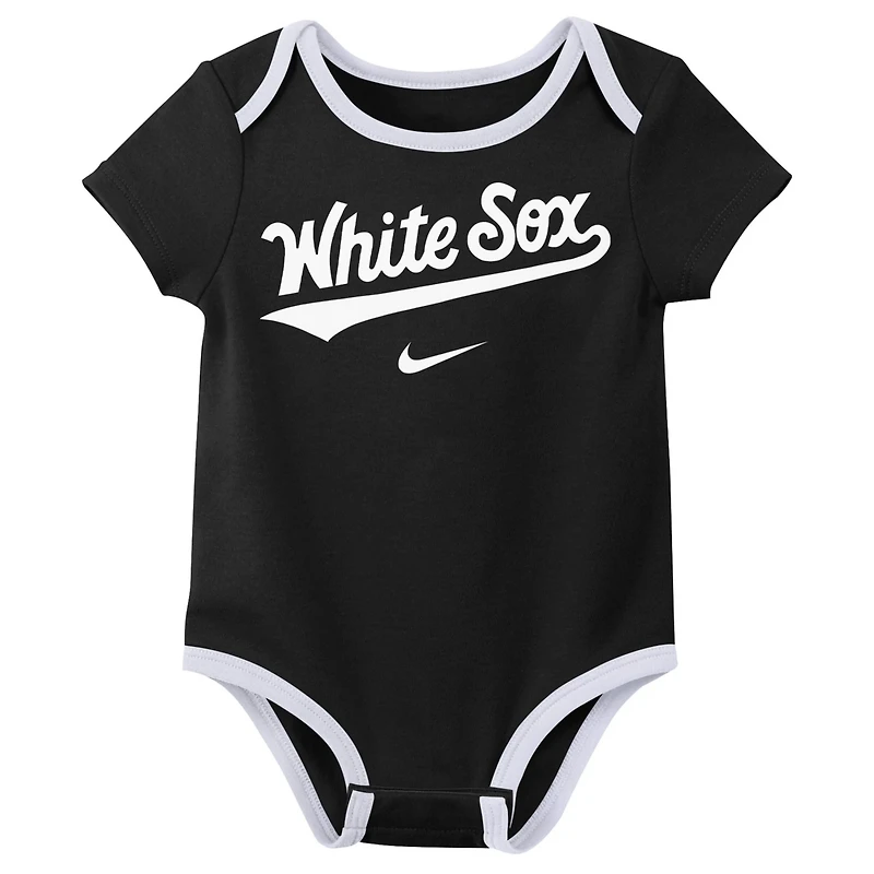 Newborn Nike Chicago Sox Three-Pack Bodysuit Set