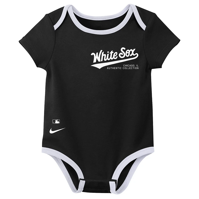 Newborn Nike Chicago Sox Three-Pack Bodysuit Set