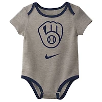 Newborn  Nike Milwaukee Brewers Three-Pack Bodysuit Set