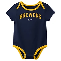 Newborn  Nike Milwaukee Brewers Three-Pack Bodysuit Set