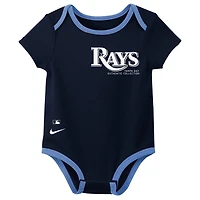 Newborn  Nike Tampa Bay Rays Three-Pack Bodysuit Set