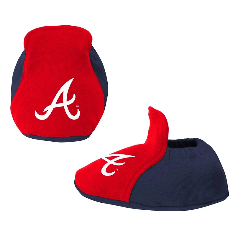Newborn  Red Atlanta Braves Three-Piece Love of Baseball Bib Bodysuit  Booties Set
