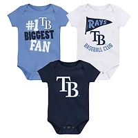 Newborn  Tampa Bay Rays 3-Pack Fan Pennant Bodysuit Set