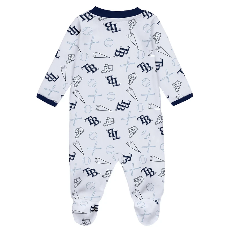 Newborn  WEAR by Erin Andrews Tampa Bay Rays Sleep Play Full-Zip Footed Jumper with Bib