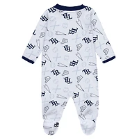 Newborn  WEAR by Erin Andrews Tampa Bay Rays Sleep Play Full-Zip Footed Jumper with Bib