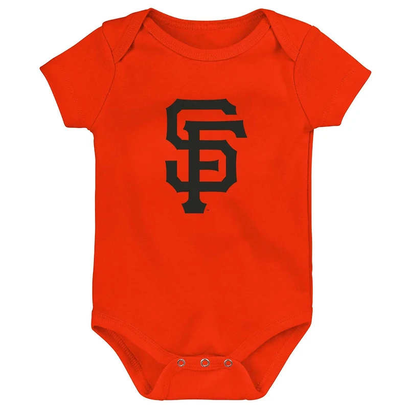 Newborn White Heather Gray San Francisco Giants Biggest Little Fan 3-Pack Bodysuit Set