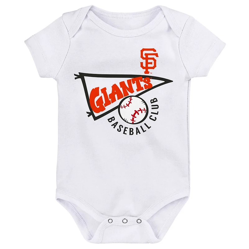 Newborn White Heather Gray San Francisco Giants Biggest Little Fan 3-Pack Bodysuit Set