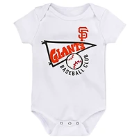 Newborn  White Heather Gray San Francisco Giants Biggest Little Fan 3-Pack Bodysuit Set