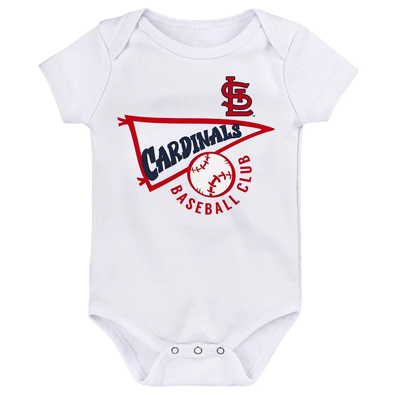 Newborn  White Heather Gray St Louis Cardinals Biggest Little Fan 3-Pack Bodysuit Set