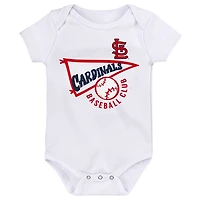 Newborn  White Heather Gray St Louis Cardinals Biggest Little Fan 3-Pack Bodysuit Set