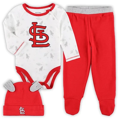Newborn White St Louis Cardinals Dream Team Bodysuit Hat Footed Pants Set