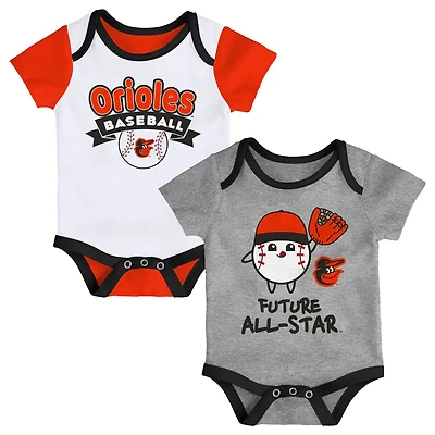 Newborn Baltimore Orioles Triple Hit Two-Pack Bodysuit Set
