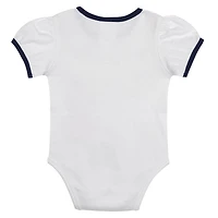 Newborn Navy Atlanta Braves Sweet Catcher 3-Piece Bodysuit Headband and Skirt Set