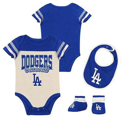 Newborn Outerstuff Los Angeles Dodgers Up One Three-Piece Bodysuit Bib  Booties Set