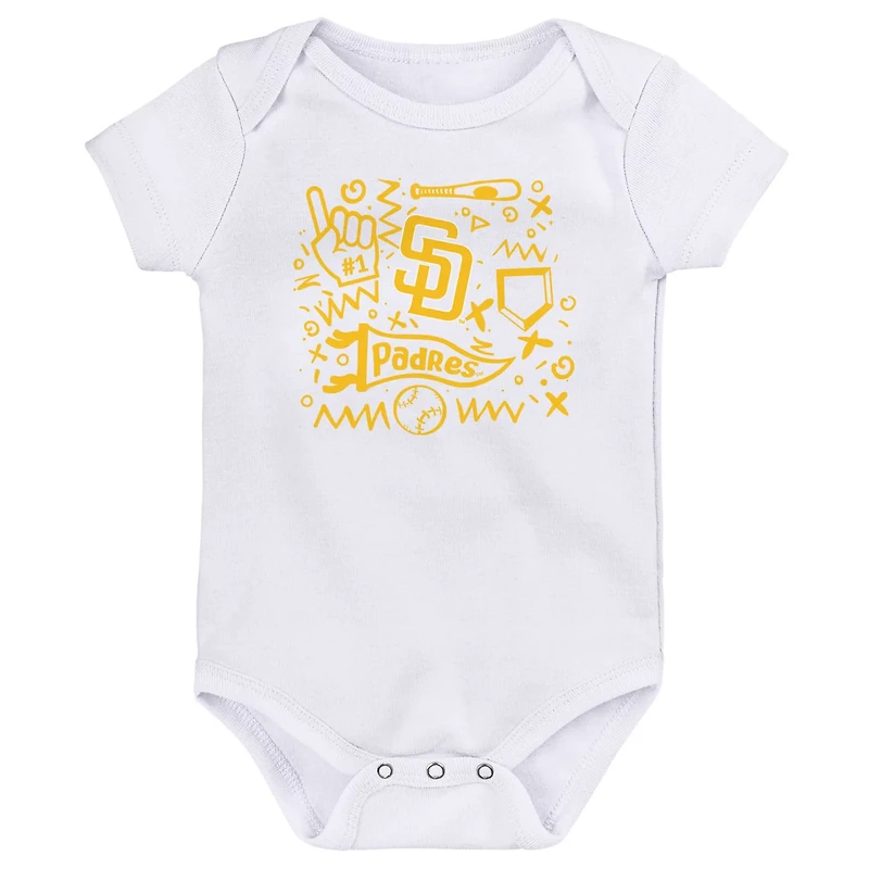 Newborn San Diego Padres Batter Up Three-Pack Bodysuit Set