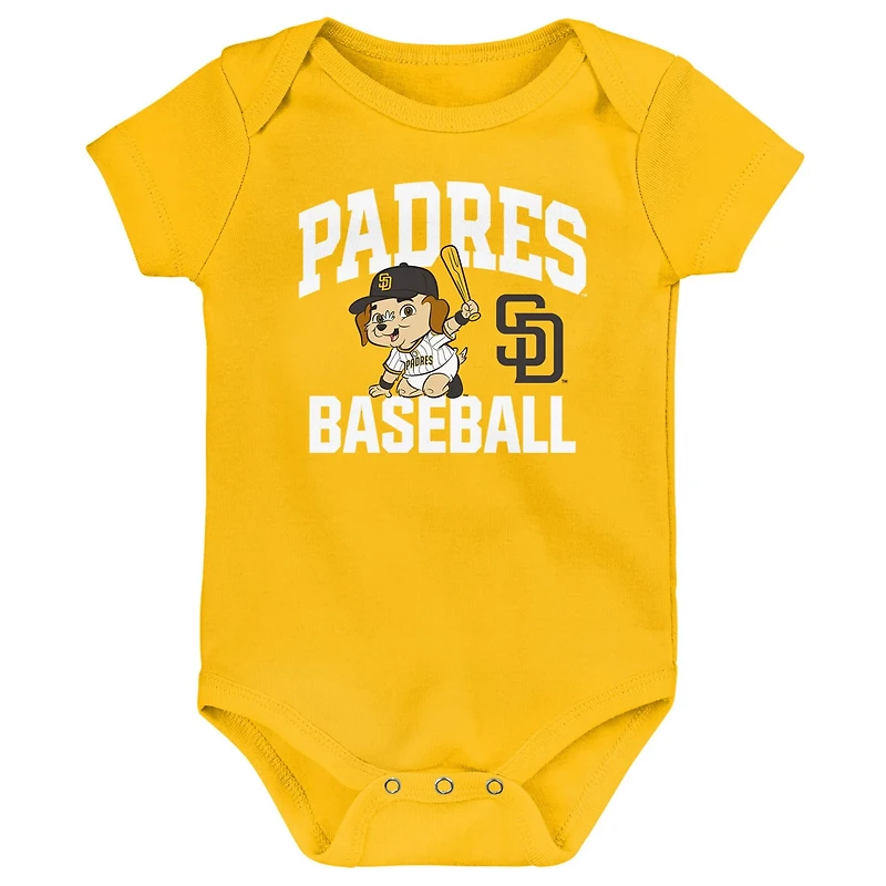 Newborn San Diego Padres Batter Up Three-Pack Bodysuit Set
