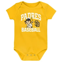 Newborn San Diego Padres Batter Up Three-Pack Bodysuit Set