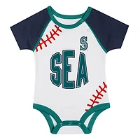 Newborn Seattle Mariners Tied Up Bodysuit Bib  Bootie Set