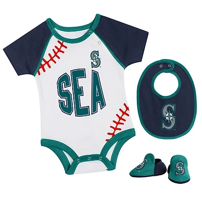 Newborn Seattle Mariners Tied Up Bodysuit Bib  Bootie Set