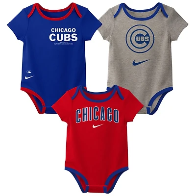 Nike Chicago Cubs Authentic Collection Three-Pack Bodysuit Set