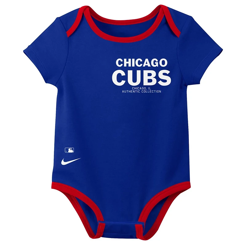 Nike Chicago Cubs Authentic Collection Three-Pack Bodysuit Set