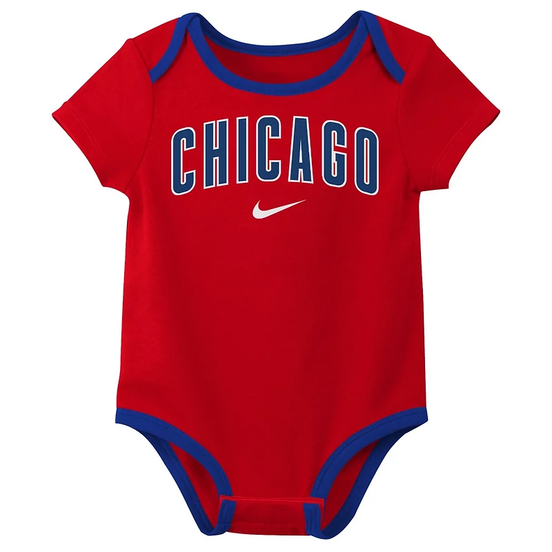 Nike Chicago Cubs Authentic Collection Three-Pack Bodysuit Set