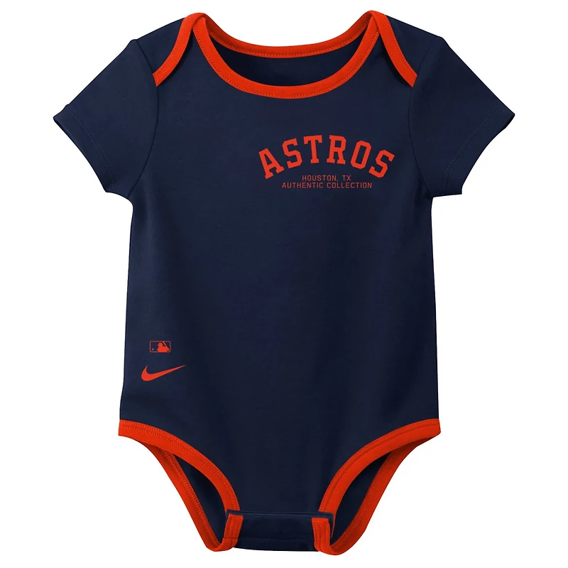 Nike Houston Astros Authentic Collection Three-Pack Bodysuit Set