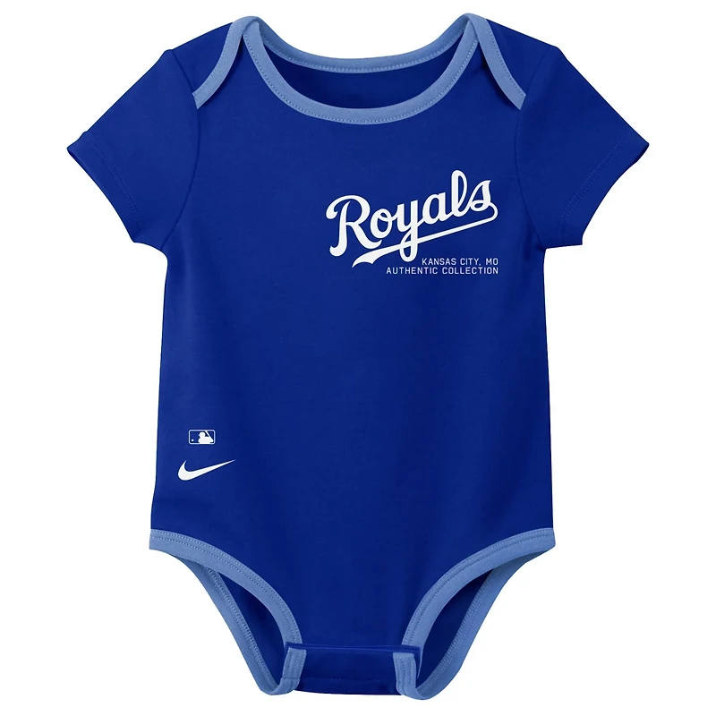 Nike Kansas City Royals Authentic Collection Three-Pack Bodysuit Set