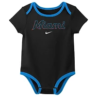 Nike Miami Marlins Authentic Collection Three-Pack Bodysuit Set