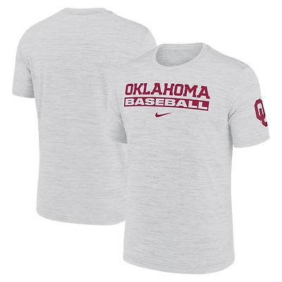 Nike Oklahoma Sooners Velocity Baseball Wordmark Stack Performance T-Shirt