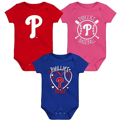 Philadelphia Phillies Slide Home Three-Pack Bodysuit Set