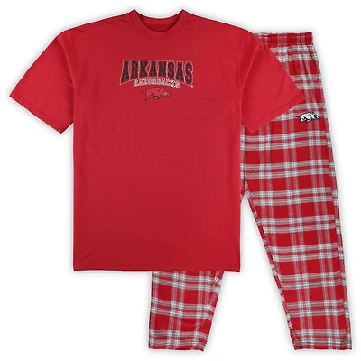 Profile Gray Arkansas Razorbacks Big  Tall 2-Pack T-Shirt Flannel Pants Set