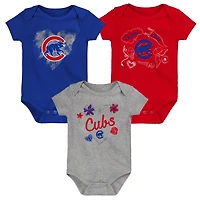 Red Gray Chicago Cubs Batter Up 3-Pack Bodysuit Set