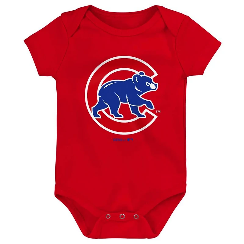 Red Gray Chicago Cubs Born To Win 3-Pack Bodysuit Set