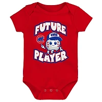 Red White Chicago Cubs Minor League Player Three-Pack Bodysuit Set