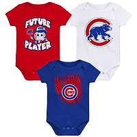 Red White Chicago Cubs Minor League Player Three-Pack Bodysuit Set
