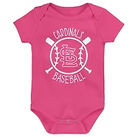 St Louis Cardinals Slide Home Three-Pack Bodysuit Set