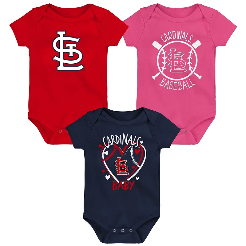 St Louis Cardinals Slide Home Three-Pack Bodysuit Set