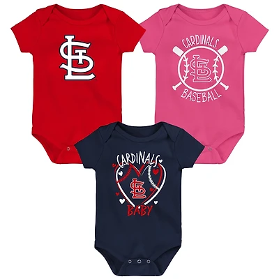 St Louis Cardinals Slide Home Three-Pack Bodysuit Set