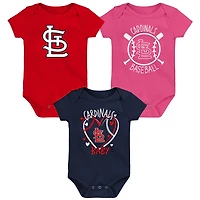 St Louis Cardinals Slide Home Three-Pack Bodysuit Set