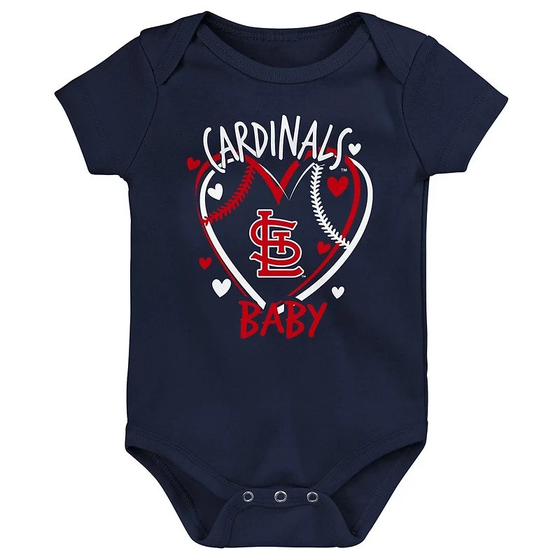St Louis Cardinals Slide Home Three-Pack Bodysuit Set