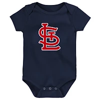 /White/Heather Gray St Louis Cardinals Biggest Little Fan 3-Pack Bodysuit Set