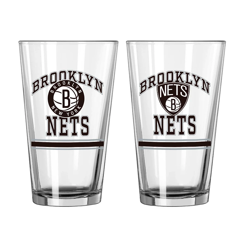 Brooklyn Nets 16oz Pint Glass Two Pack
