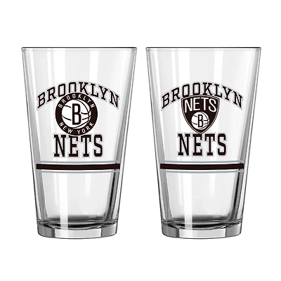 Brooklyn Nets 16oz Pint Glass Two Pack