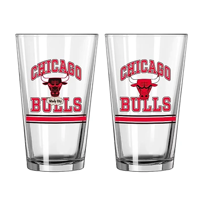 Chicago Bulls 16oz Pint Glass Two Pack