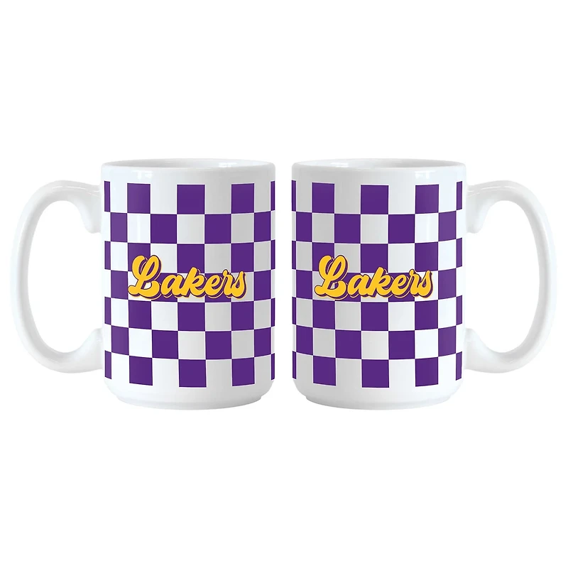 Los Angeles Lakers 2-Pack 15oz Checkered Wordmark Mug Set