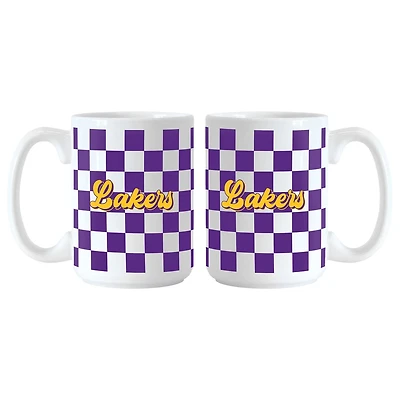 Los Angeles Lakers 2-Pack 15oz Checkered Wordmark Mug Set